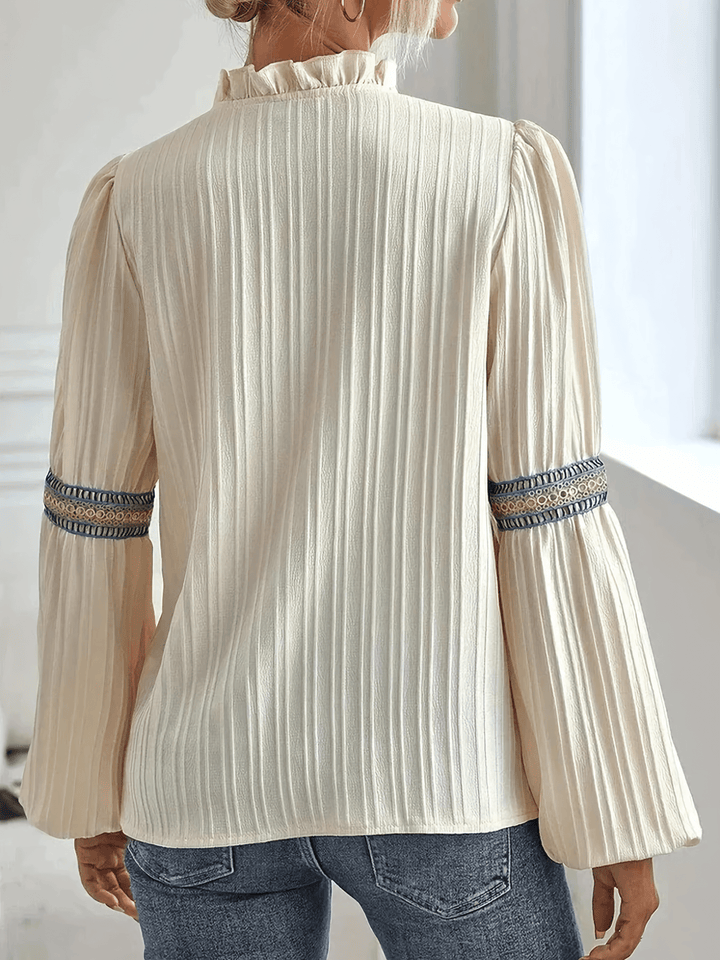 Pohima – V-Neck Embroidered Blouse