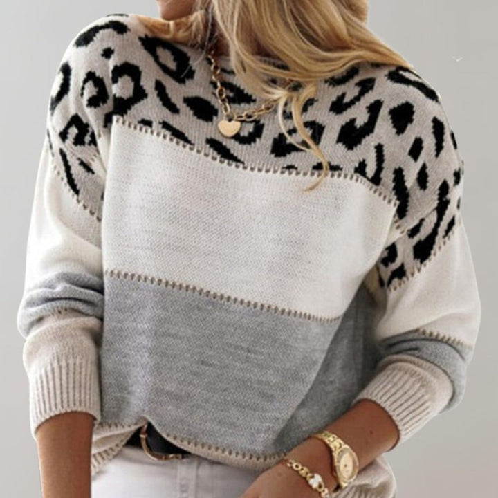 Viola | Soft Color-Block Leopard Print Sweater
