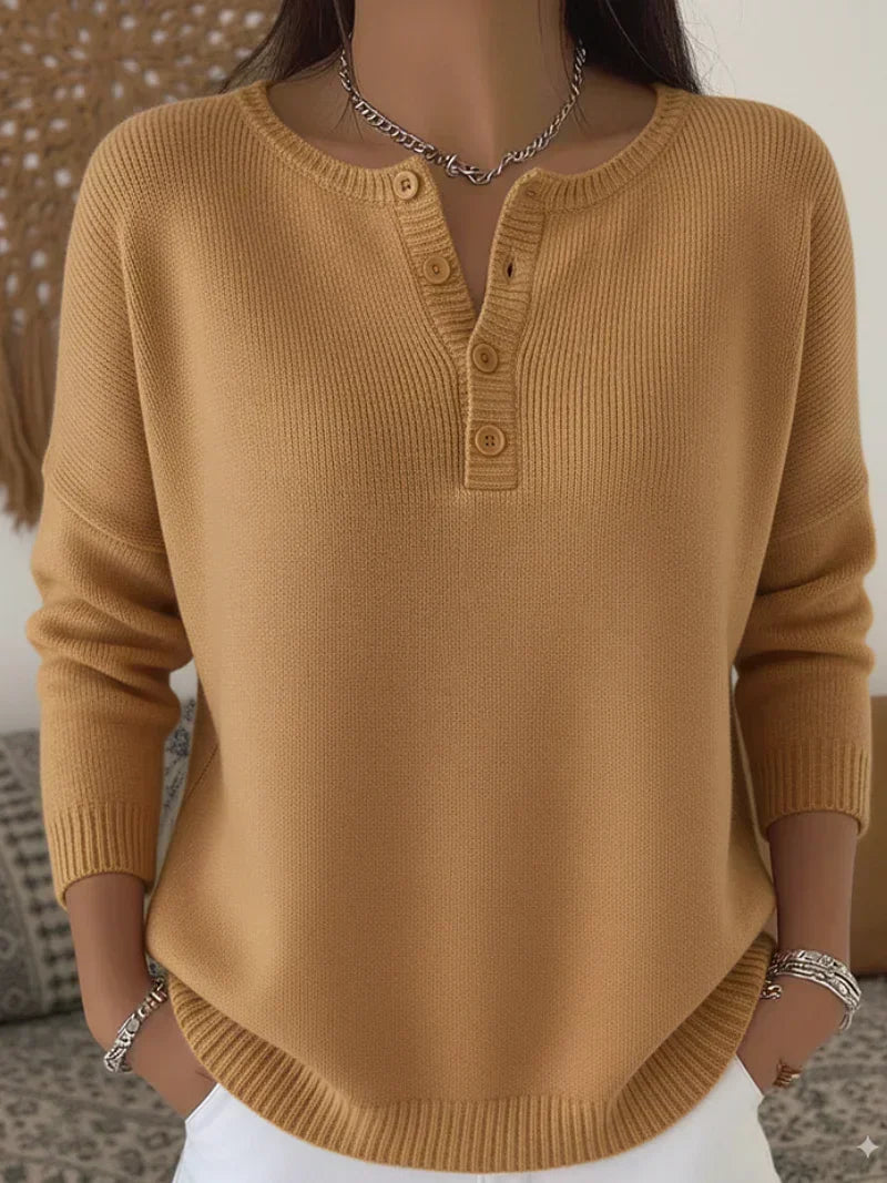 Erin | Knit Sweater with Henley Buttons