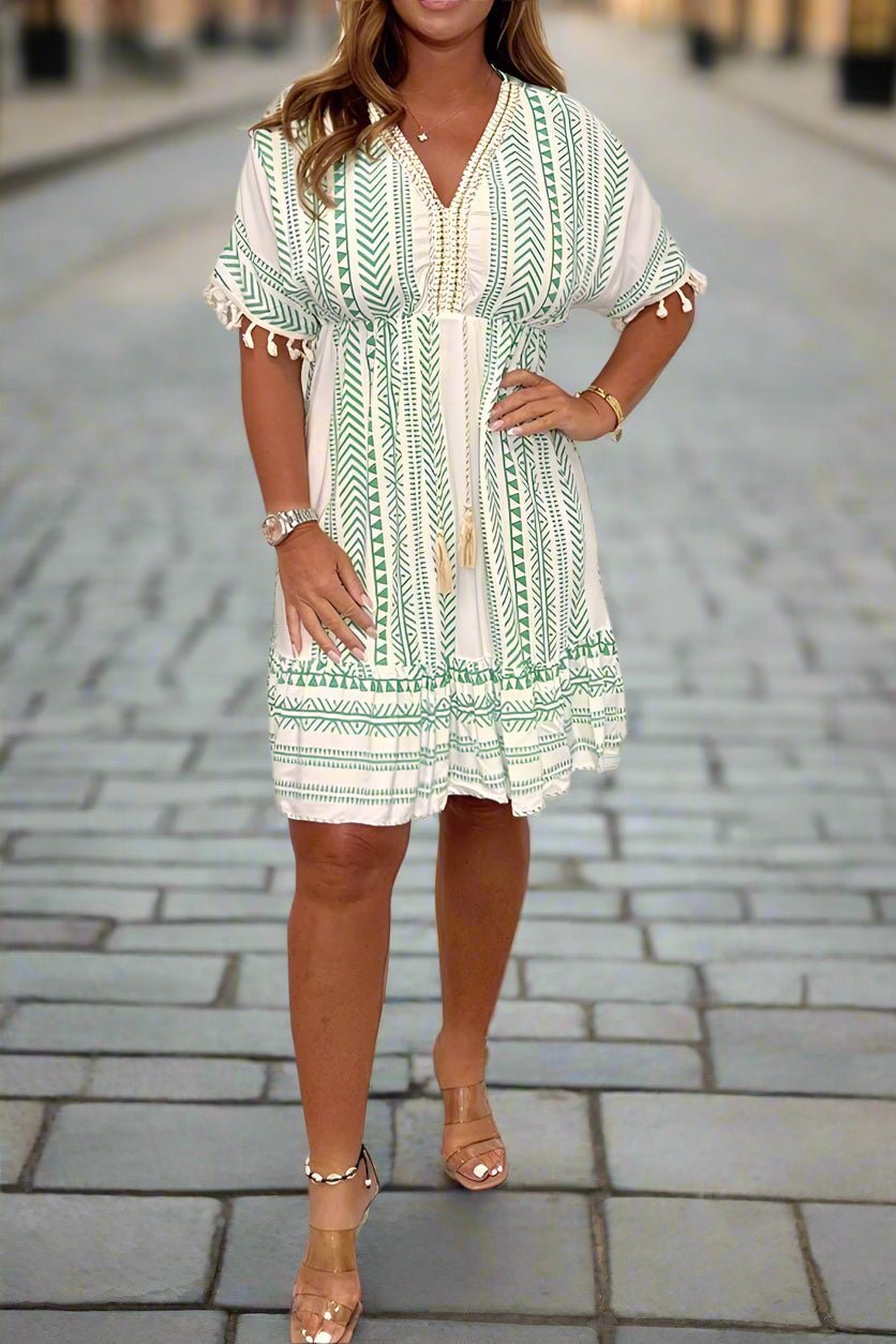 Magdalena – Printed V-Neck Dress