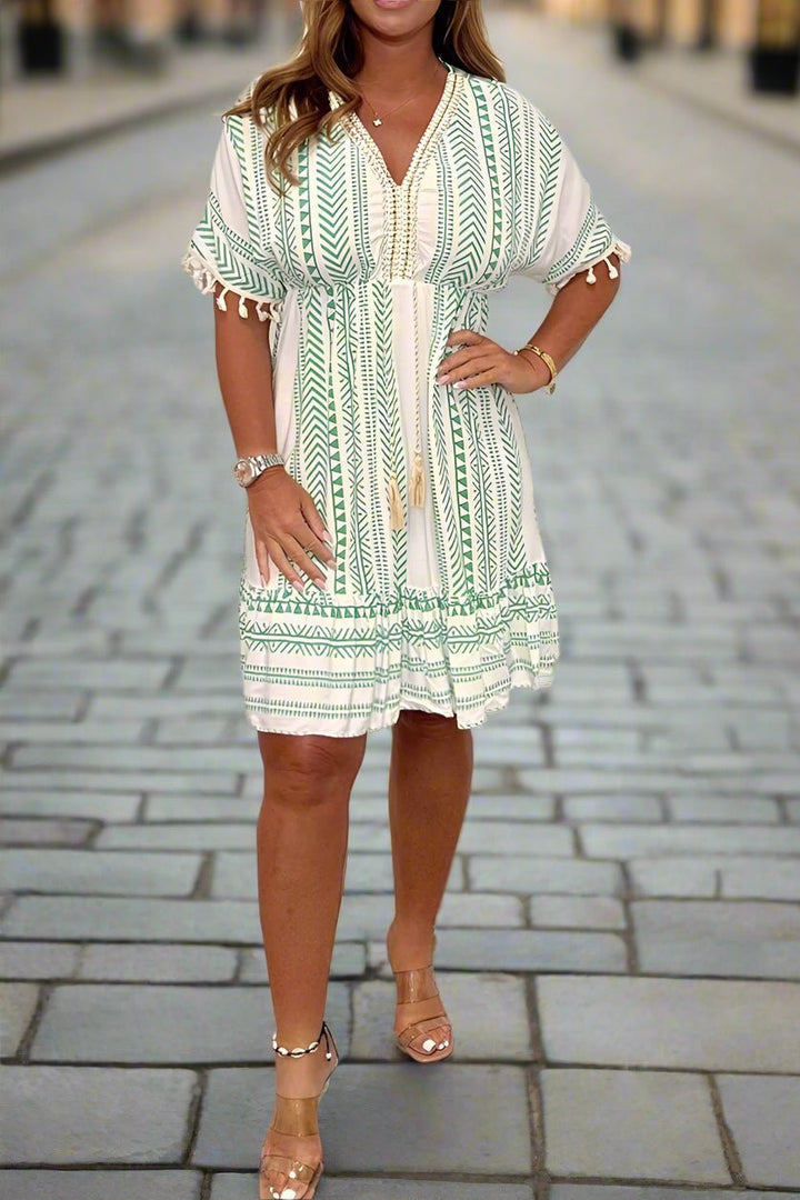 Magdalena – Printed V-Neck Dress