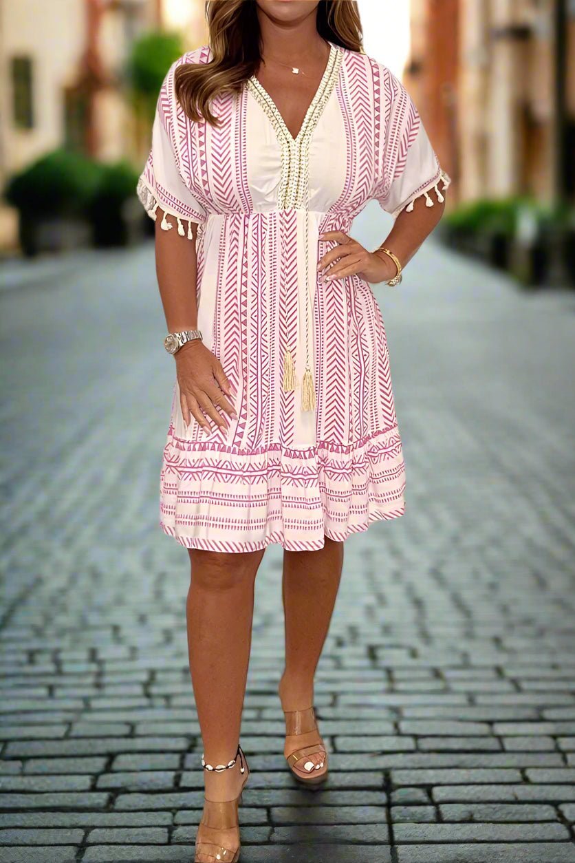 Magdalena – Printed V-Neck Dress