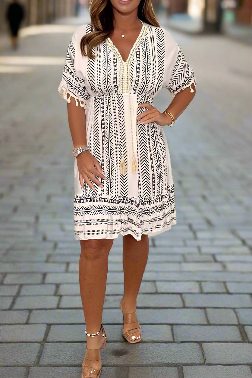 Magdalena – Printed V-Neck Dress
