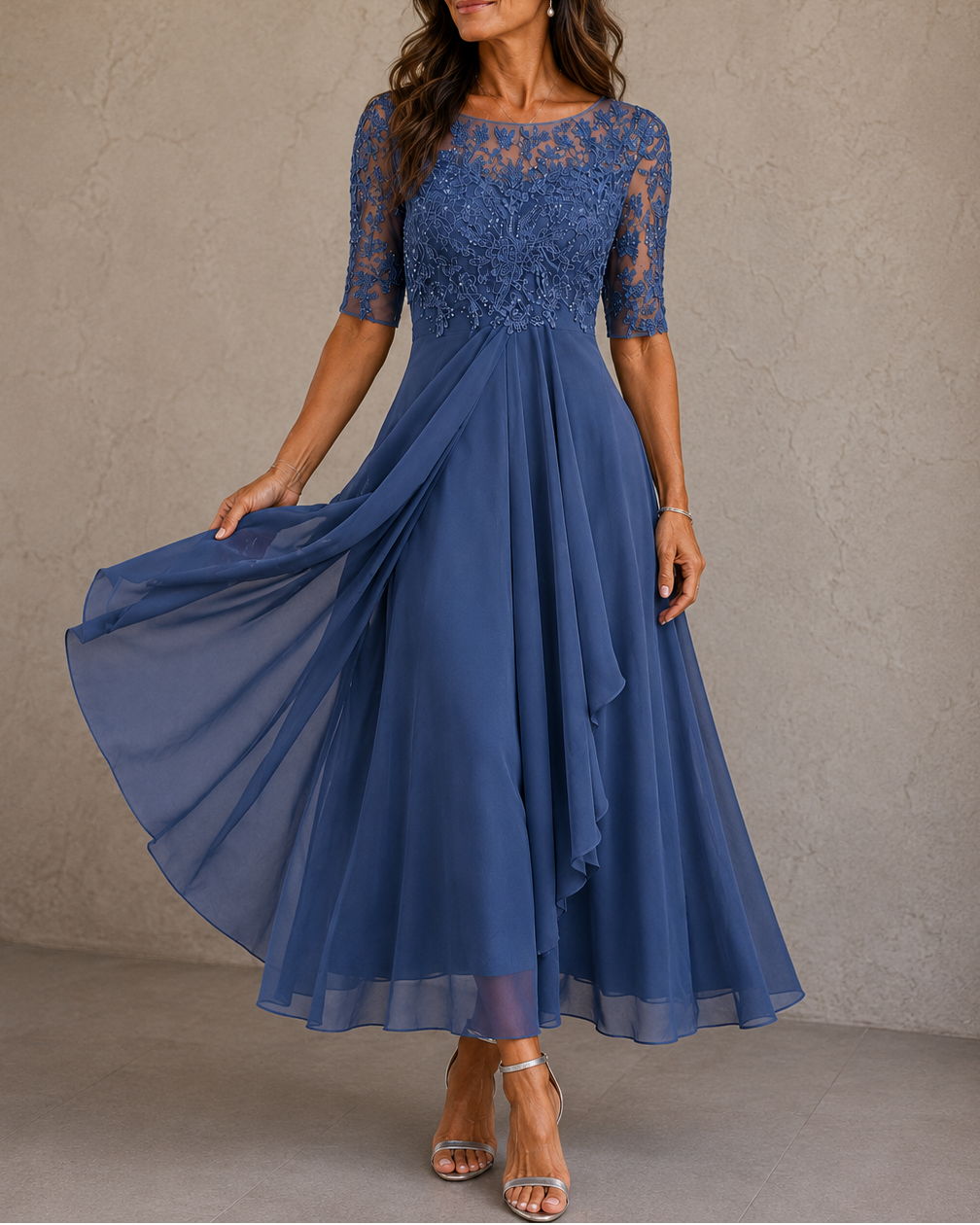 Wilma | Lace Bodice Chiffon Dress