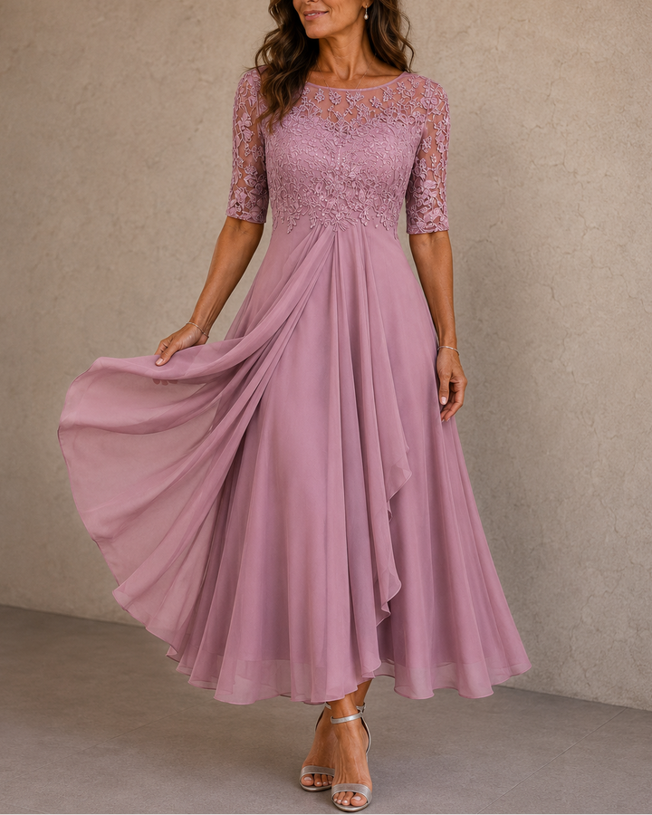 Wilma | Lace Bodice Chiffon Dress