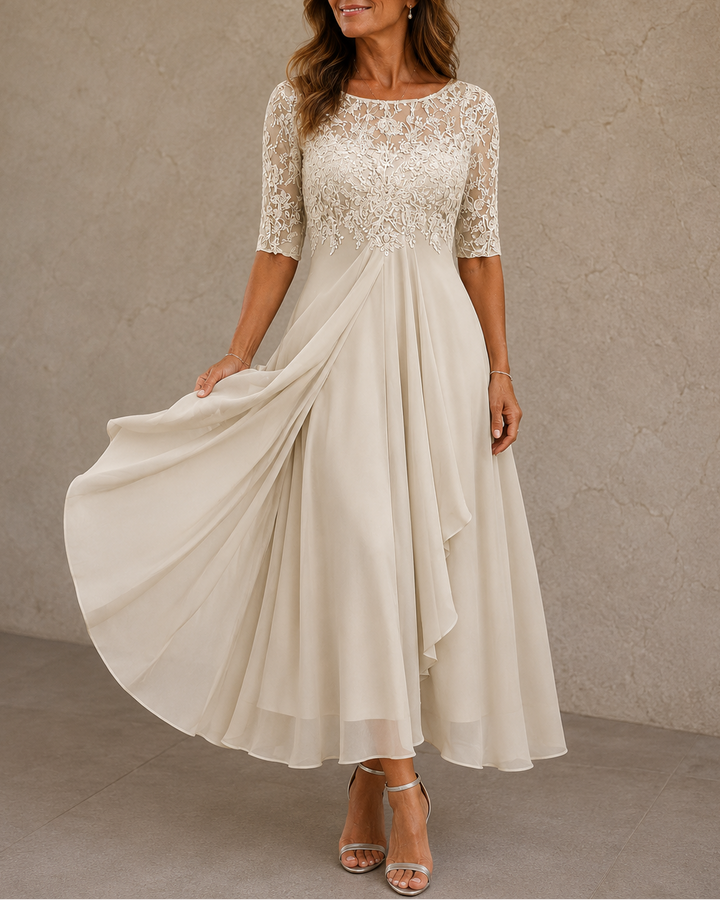 Wilma | Lace Bodice Chiffon Dress