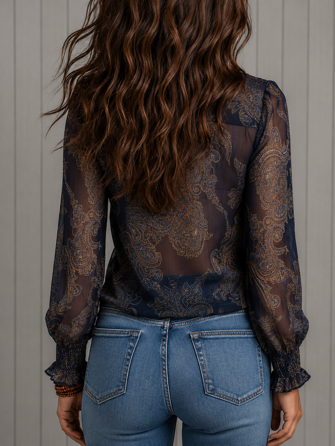 Elise | Baroque Paisley Ruffle-Neck Blouse