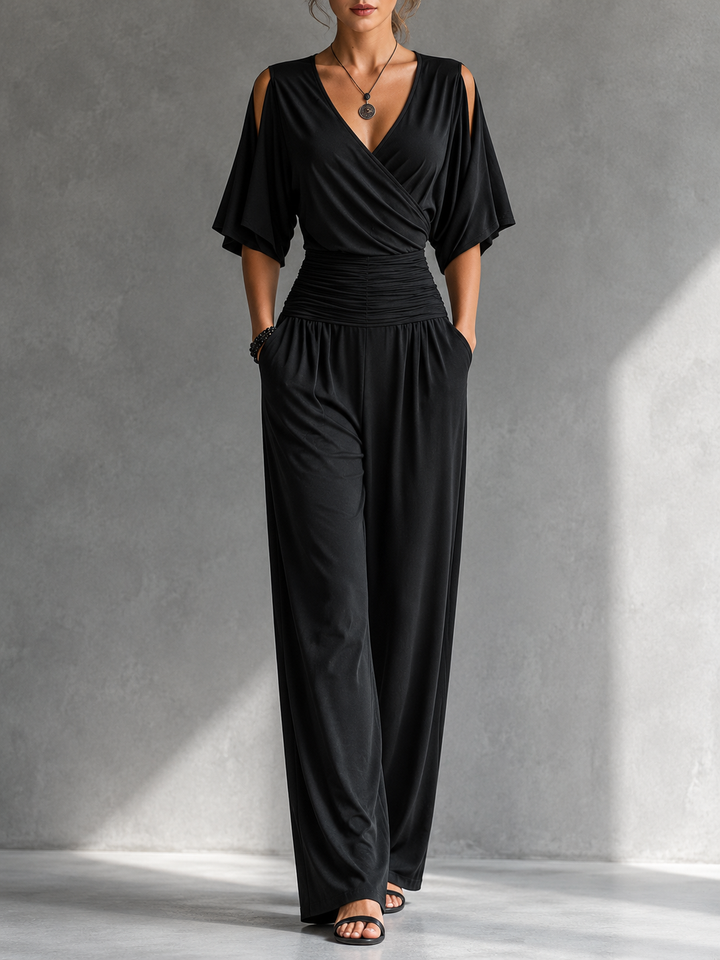 June | Elegant Wrap Wide-Leg Jumpsuit