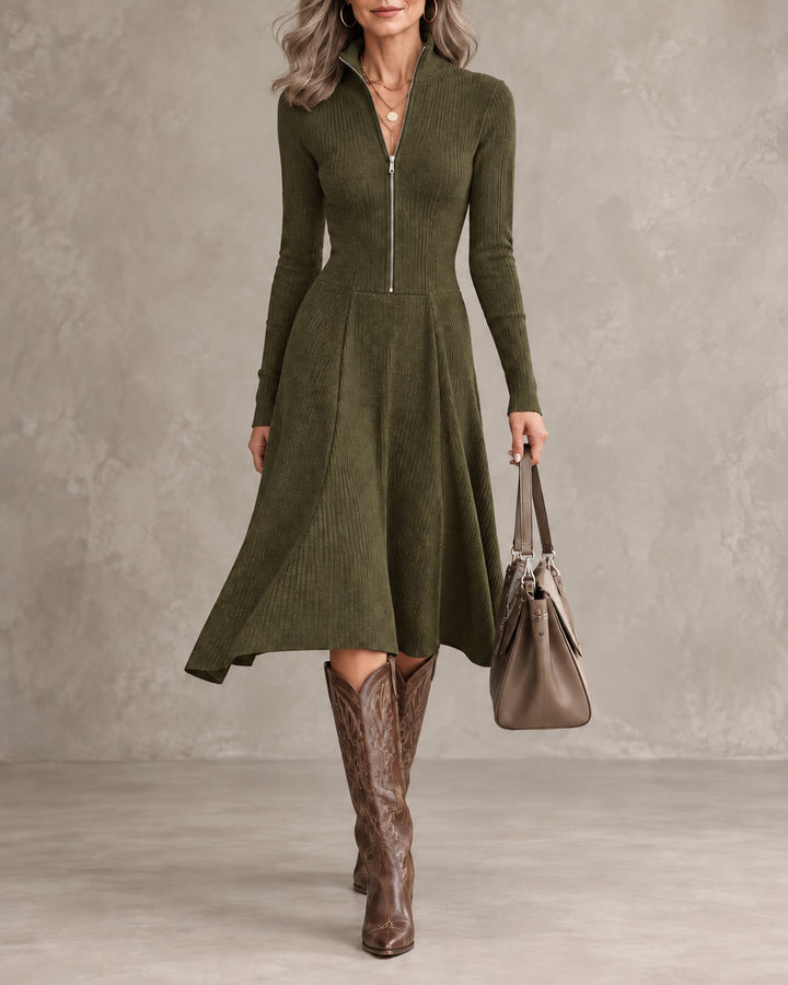 Zinnia | Zippered Long Sleeve Dress