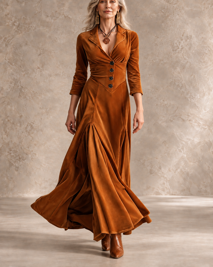 Ella | Elegant Button-Front Collar Dress with 7/8 Sleeve