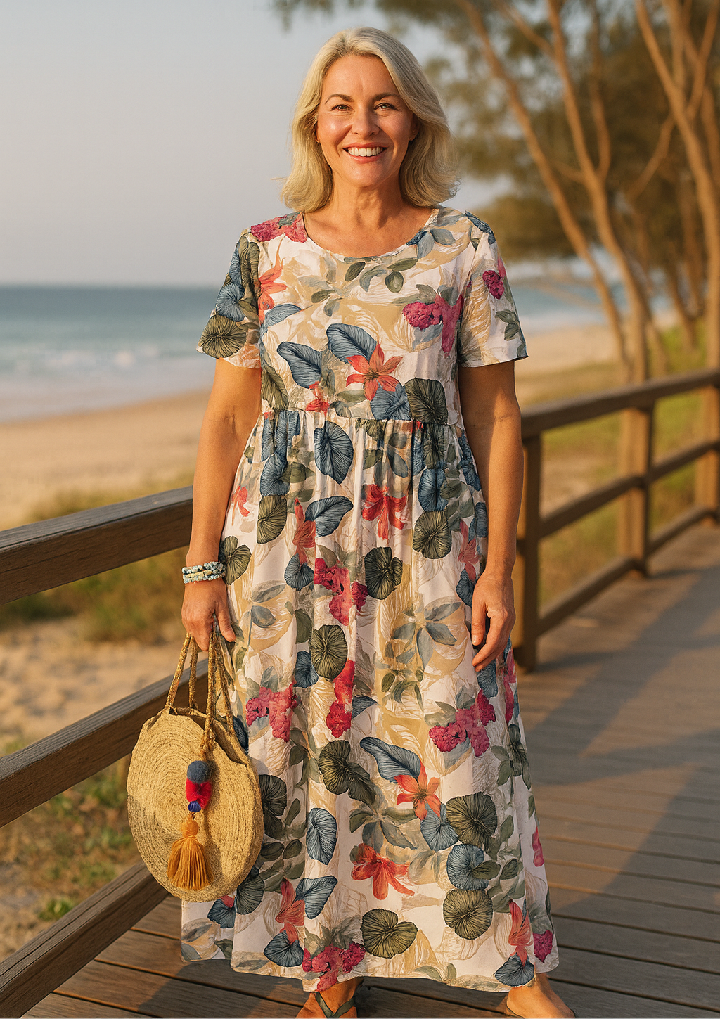 Lovi – Floral Flutter-Sleeve Midi Dress