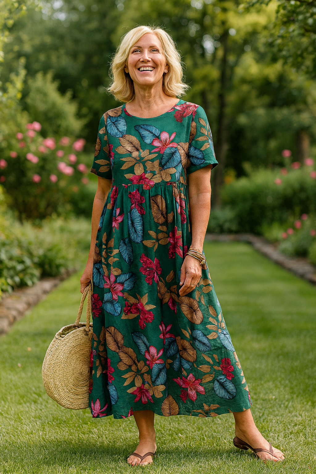Lovi – Floral Flutter-Sleeve Midi Dress