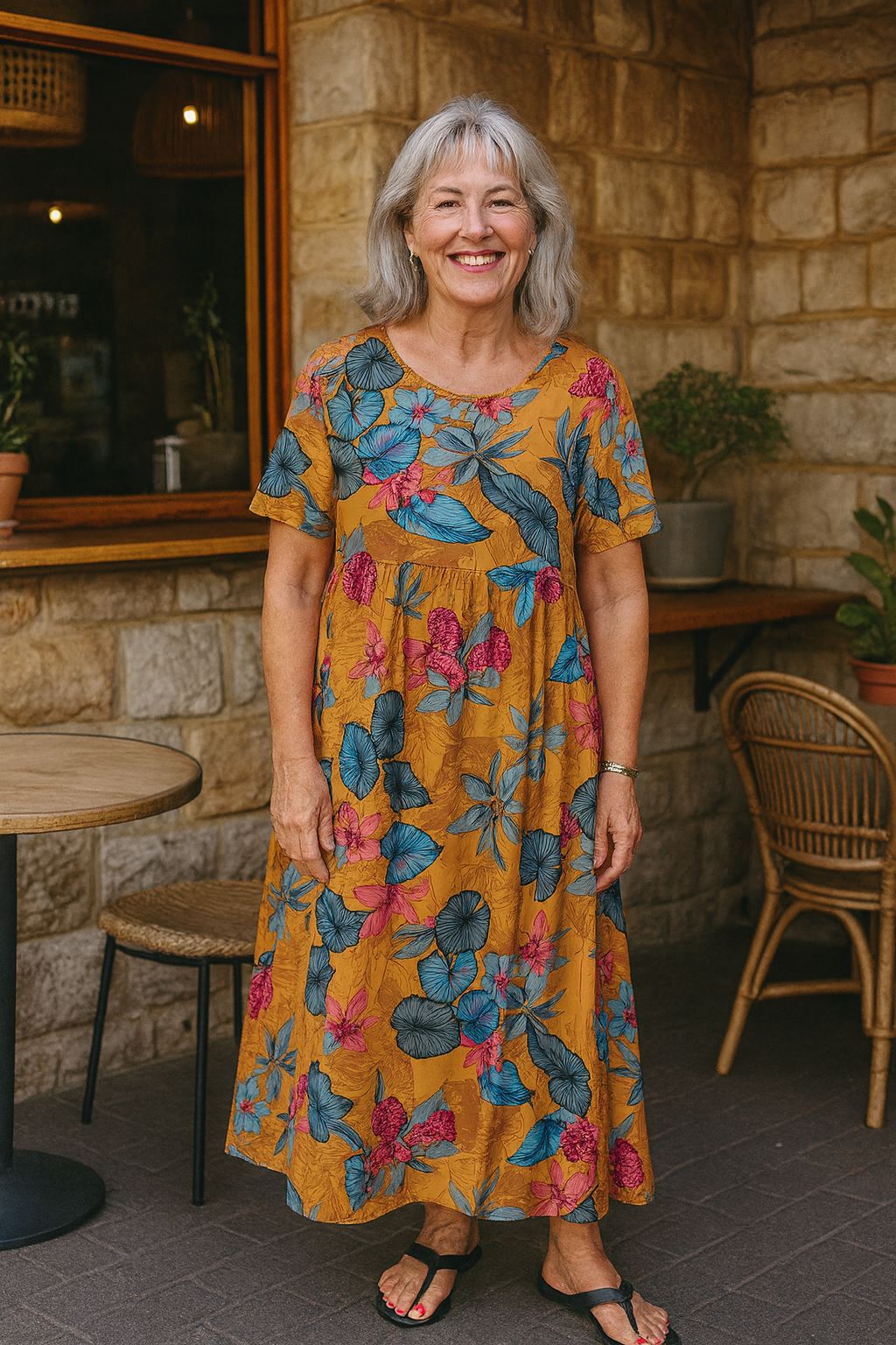 Lovi – Floral Flutter-Sleeve Midi Dress