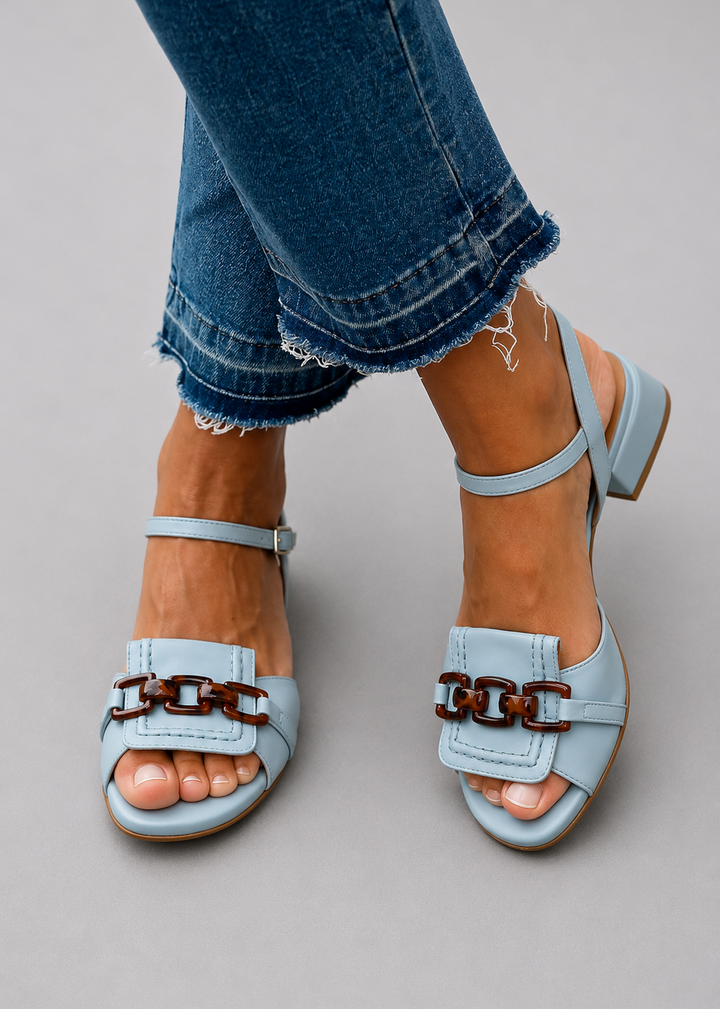Audrey | Heeled Sandals with Chain Accent