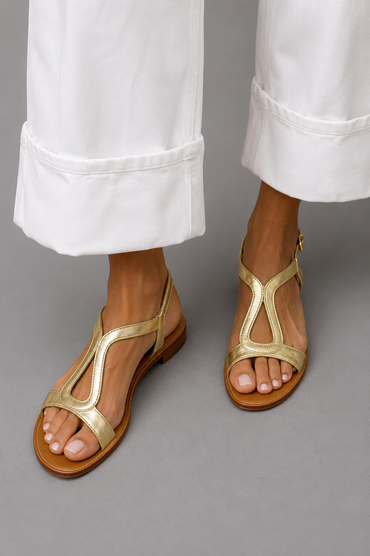 Lucia | Flat T-Strap Sandals
