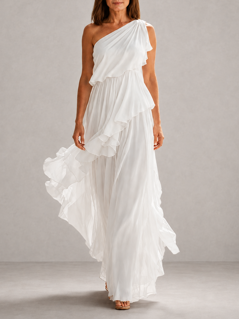 Scarlett | One-Shoulder Ruffle Maxi Dress