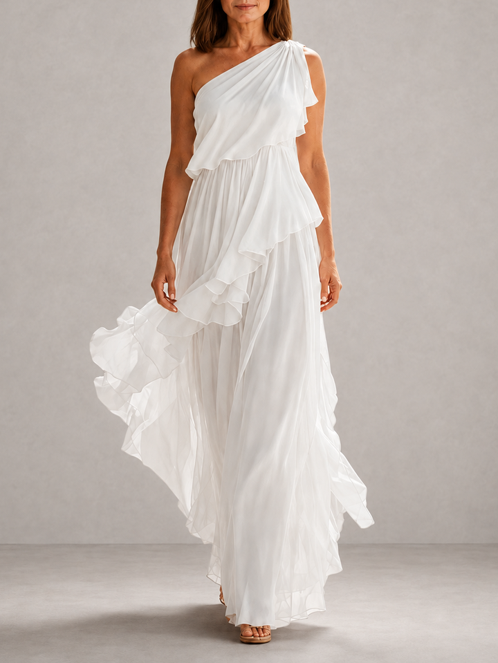 Scarlett | One-Shoulder Ruffle Maxi Dress