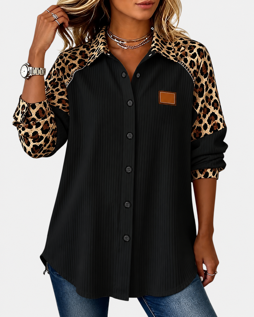 Jackie™ Leopard Print Button-Down Shirt
