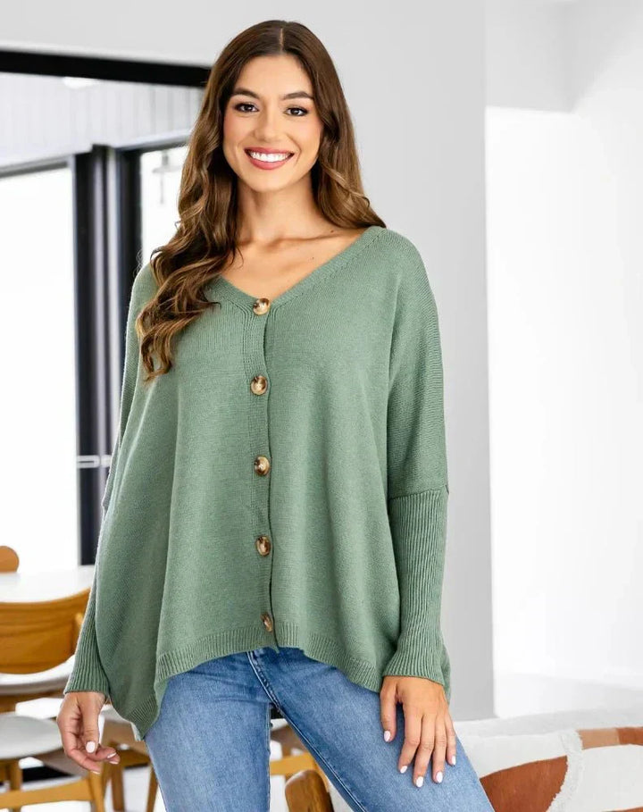 Katy – Oversized V-Neck Batwing Knit