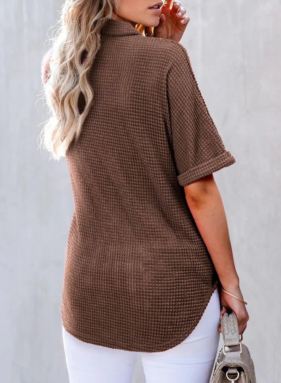 Solen – Waffle Knit Oversized Button-Up Shirt
