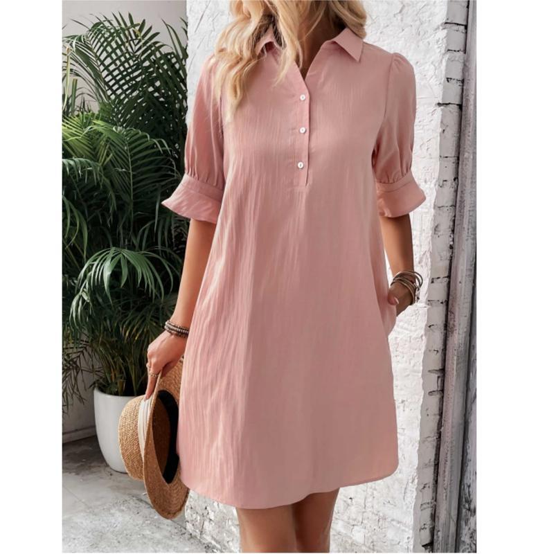Cameron – Button-Down Ruffle Sleeve Dress