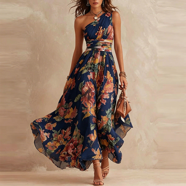Elora | One-Shoulder Floral Dress