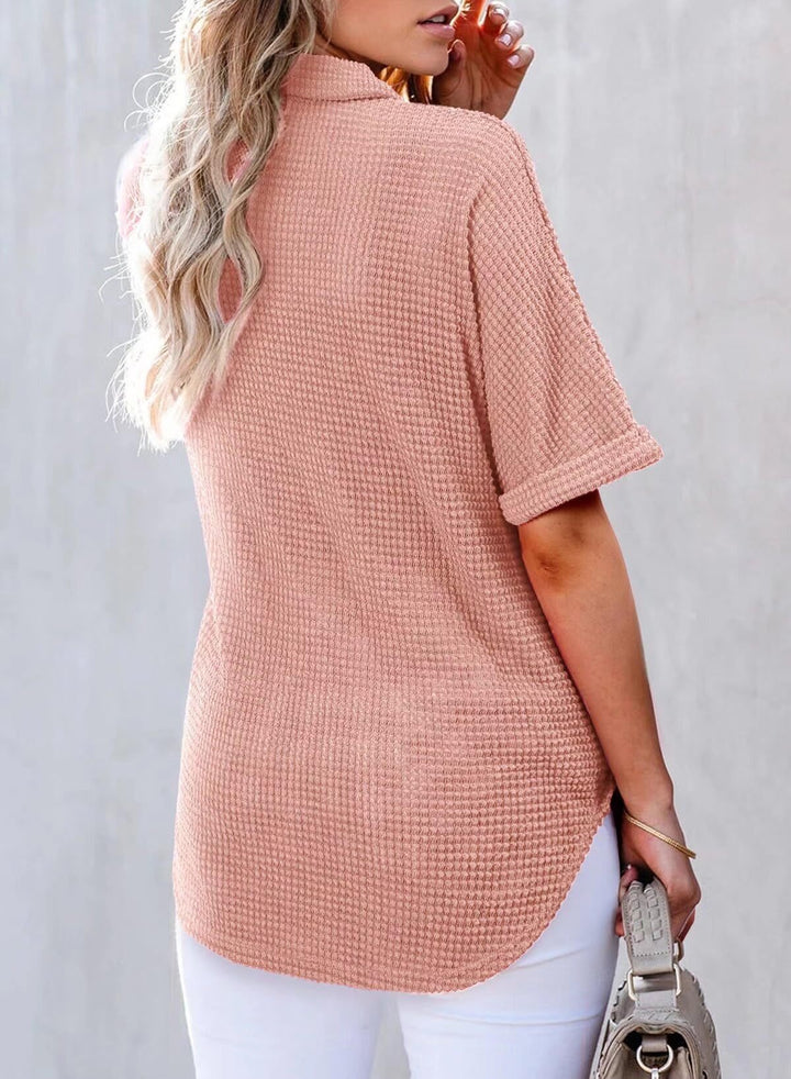 Solen – Waffle Knit Oversized Button-Up Shirt