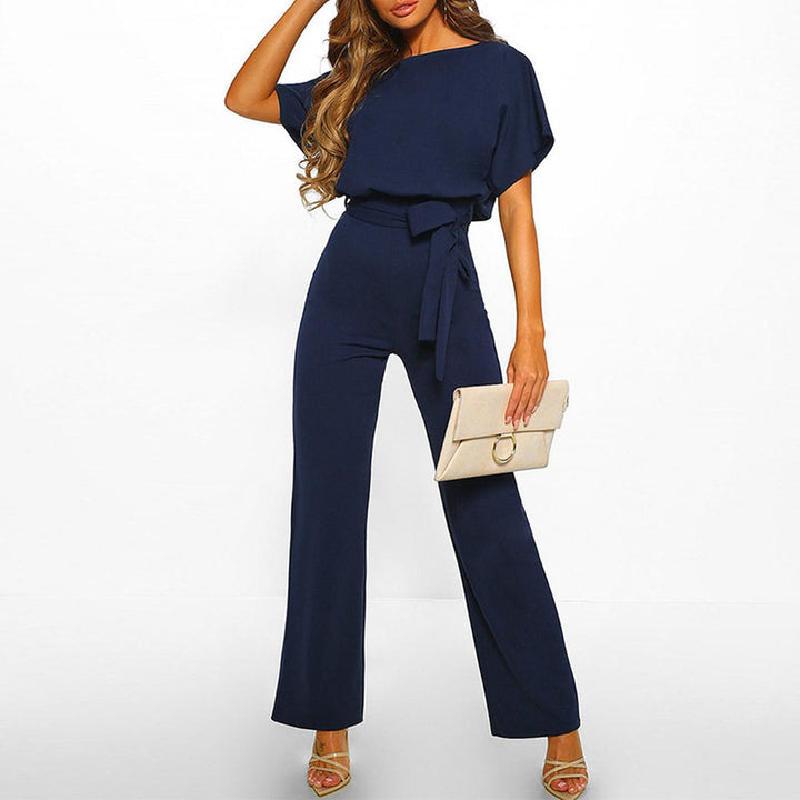 Viola | Casual Short-Sleeve Belted Jumpsuit