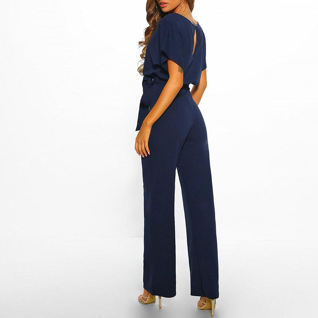 Viola | Casual Short-Sleeve Belted Jumpsuit