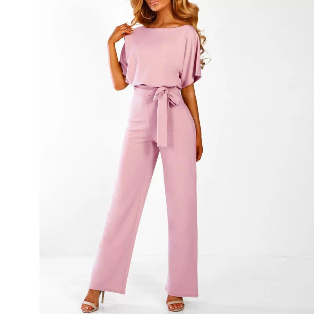 Viola | Casual Short-Sleeve Belted Jumpsuit