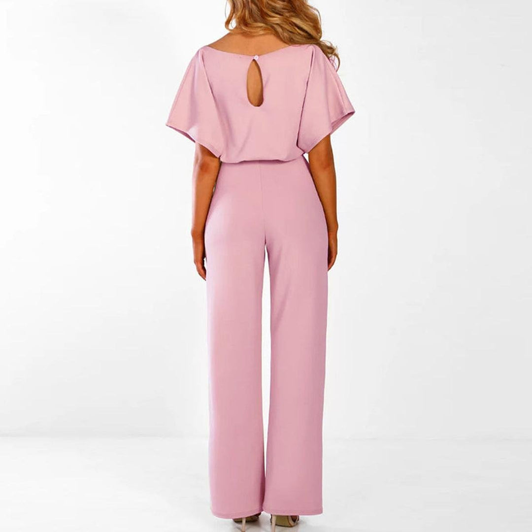 Viola | Casual Short-Sleeve Belted Jumpsuit
