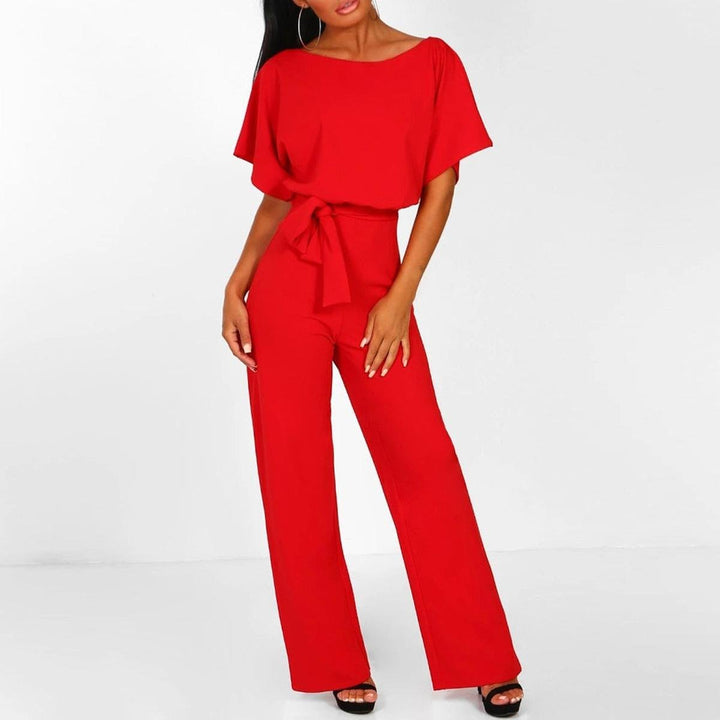 Viola | Casual Short-Sleeve Belted Jumpsuit