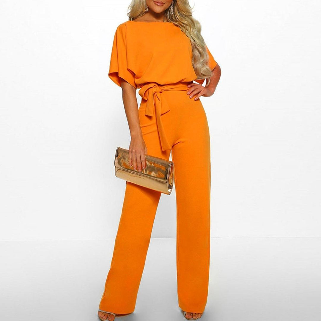 Viola | Casual Short-Sleeve Belted Jumpsuit