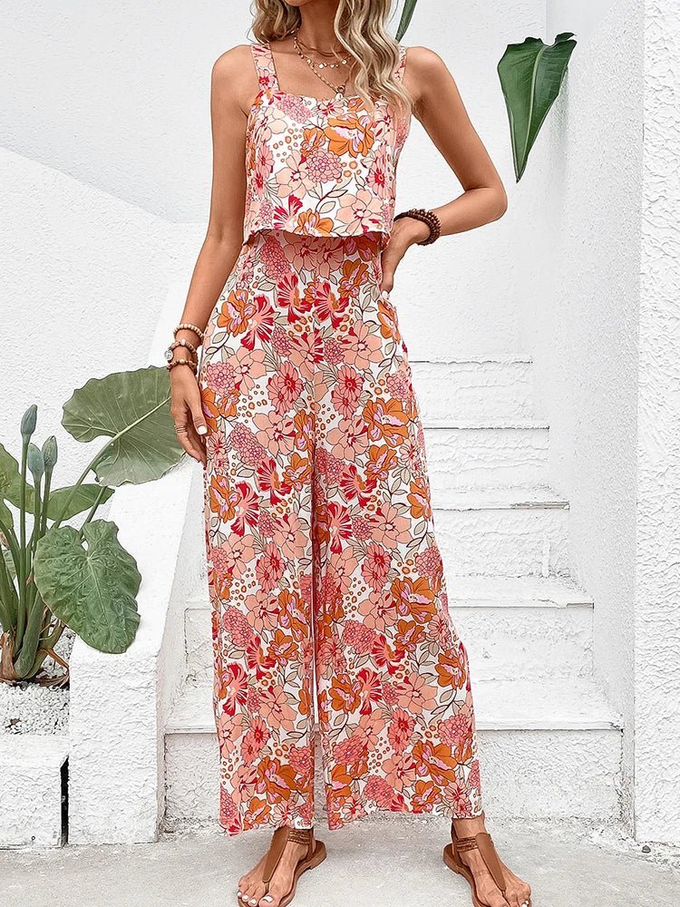 Nympha – Floral Wide-Leg Backless Jumpsuit