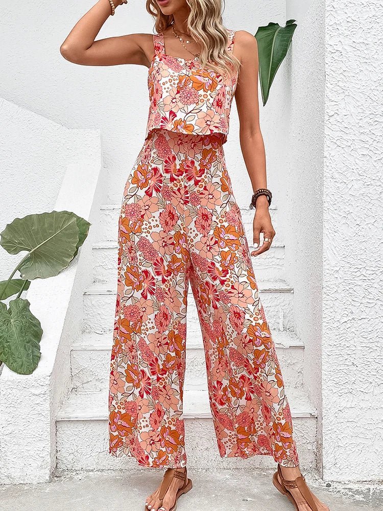 Nympha – Floral Wide-Leg Backless Jumpsuit