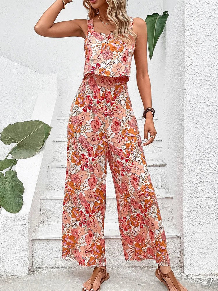 Nympha – Floral Wide-Leg Backless Jumpsuit