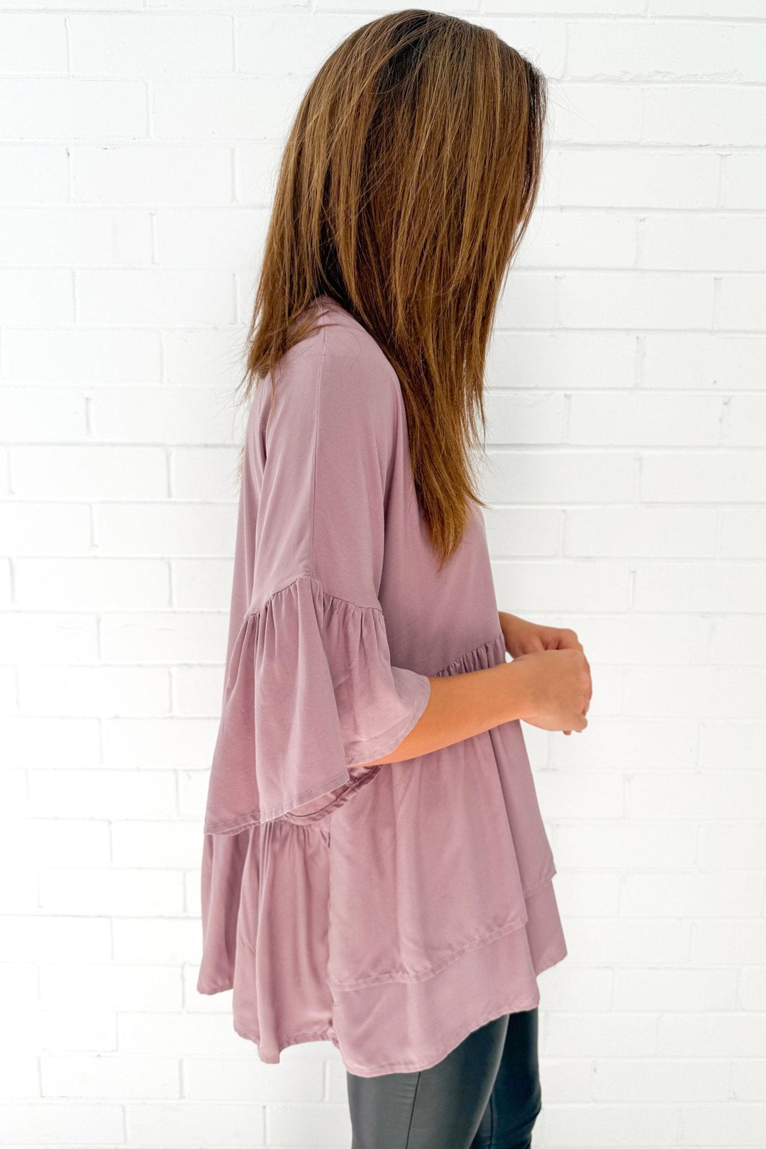 Elvie – V-Neck Blouse with Cuffed Sleeves