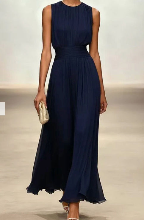 Sleeveless Crewneck High Waist Maxi Dress