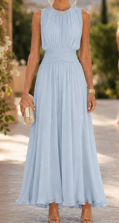 Sleeveless Crewneck High Waist Maxi Dress