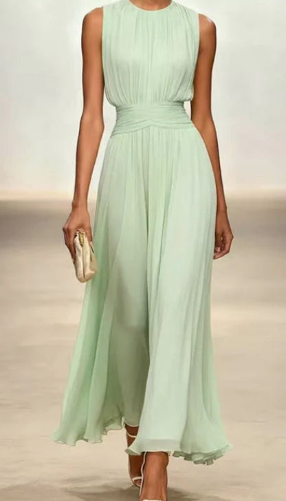 Sleeveless Crewneck High Waist Maxi Dress