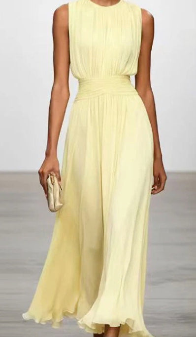 Sleeveless Crewneck High Waist Maxi Dress