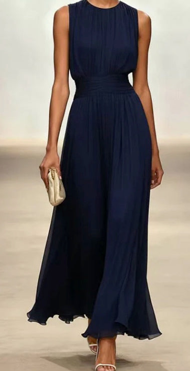 Sleeveless Crewneck High Waist Maxi Dress
