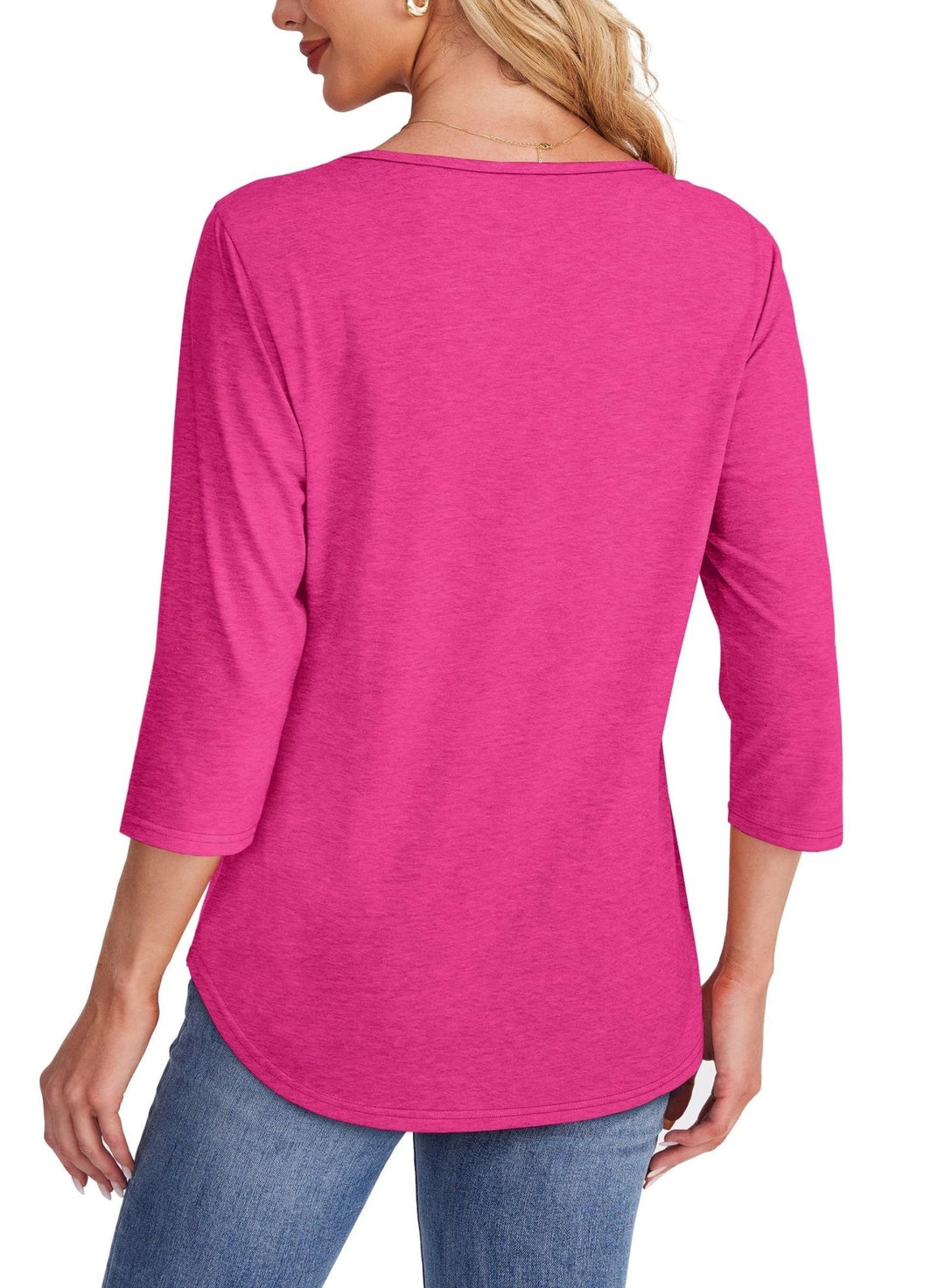 Monalisa – Pleated 3/4 Sleeve V-Neck Top