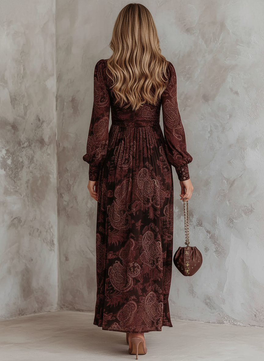 ELOISE | PAISLEY ZIP-WAIST MAXI DRESS