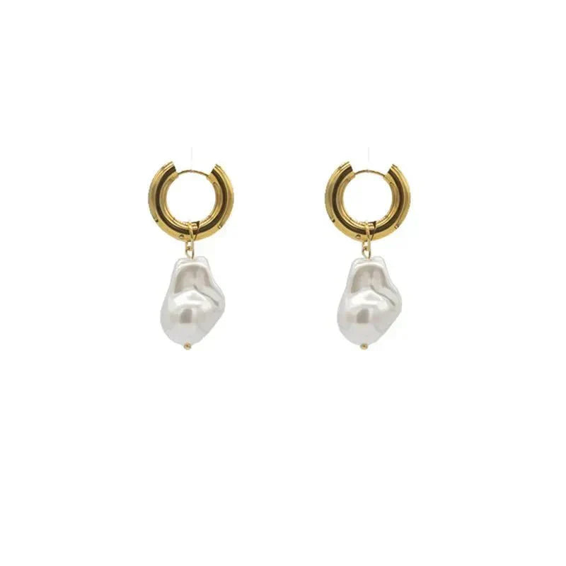 Foma – Pearl Drop Hoop Earrings
