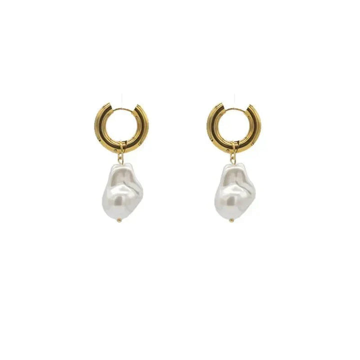 Foma – Pearl Drop Hoop Earrings