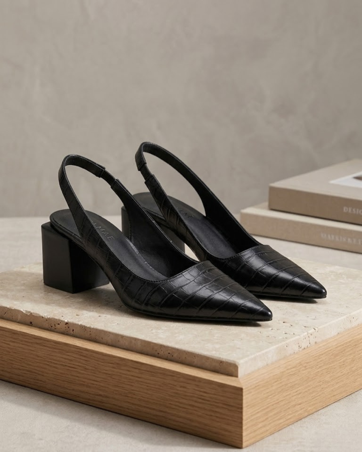 Lynnette | Croc-Effect Slingback Shoes