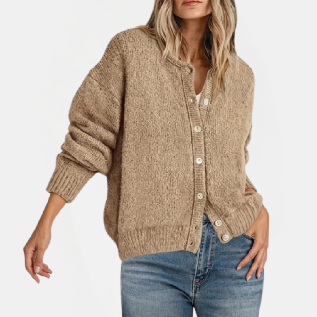 Candice | Button Front Crewneck Cardigan