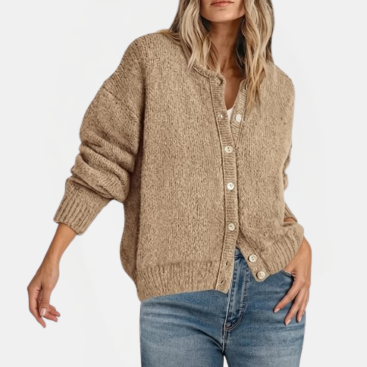 Candice | Button Front Crewneck Cardigan
