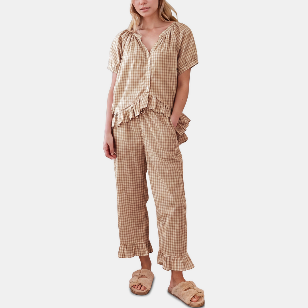 Eliza | Ruffle Trim Pajama Set